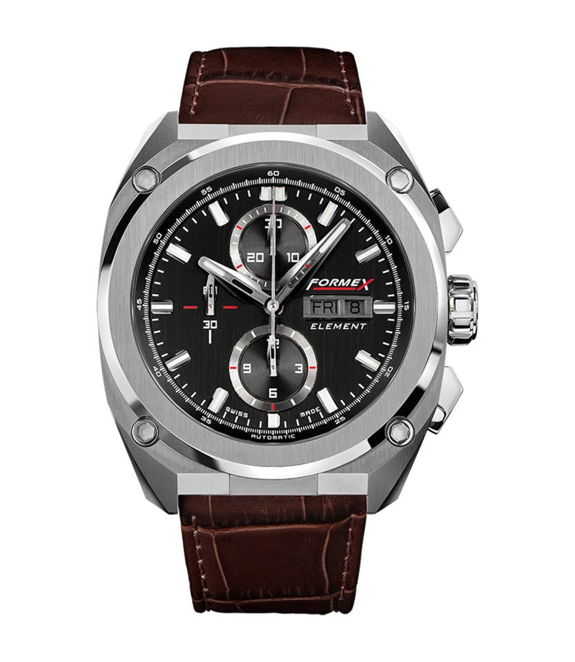 Formex 1200.1.8021.311 : Element Automatic Chronograph Full Steel / Black / Croco