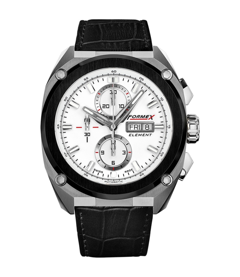 Formex 1200.5.8017.311 : Element Automatic Chronograph Ceramic Bezel / White / Croco