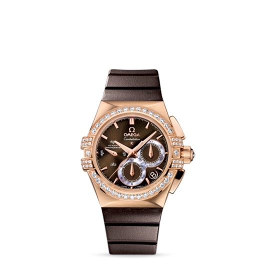 Omega 121.57.35.50.13.001 : Constellation Co-Axial 35 Chronograph Double Eagle Red Gold / Brown / Rubber