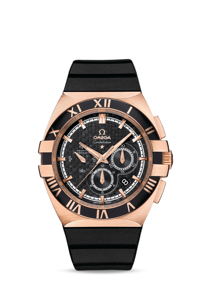 Omega 121.62.41.50.01.001 : Constellation Co-Axial 41 Chronograph Double Eagle Red Gold / Carbon / Rubber