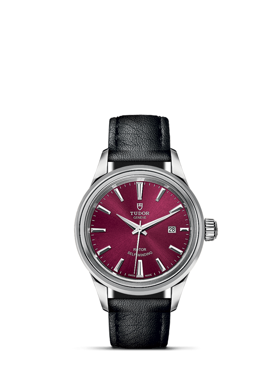 Tudor 12100-0012 : Style 28 Stainless Steel / Burgundy / Strap