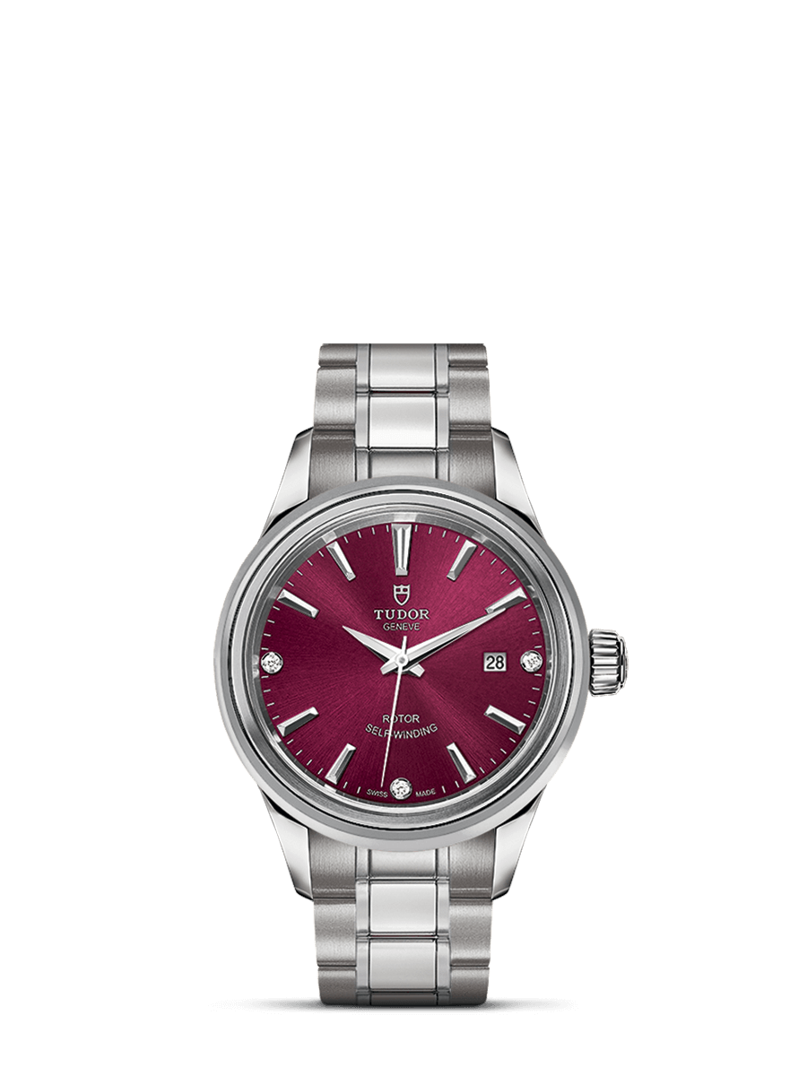 Tudor 12100-0015 : Style 28 Stainless Steel / Burgundy-Diamond / Bracelet