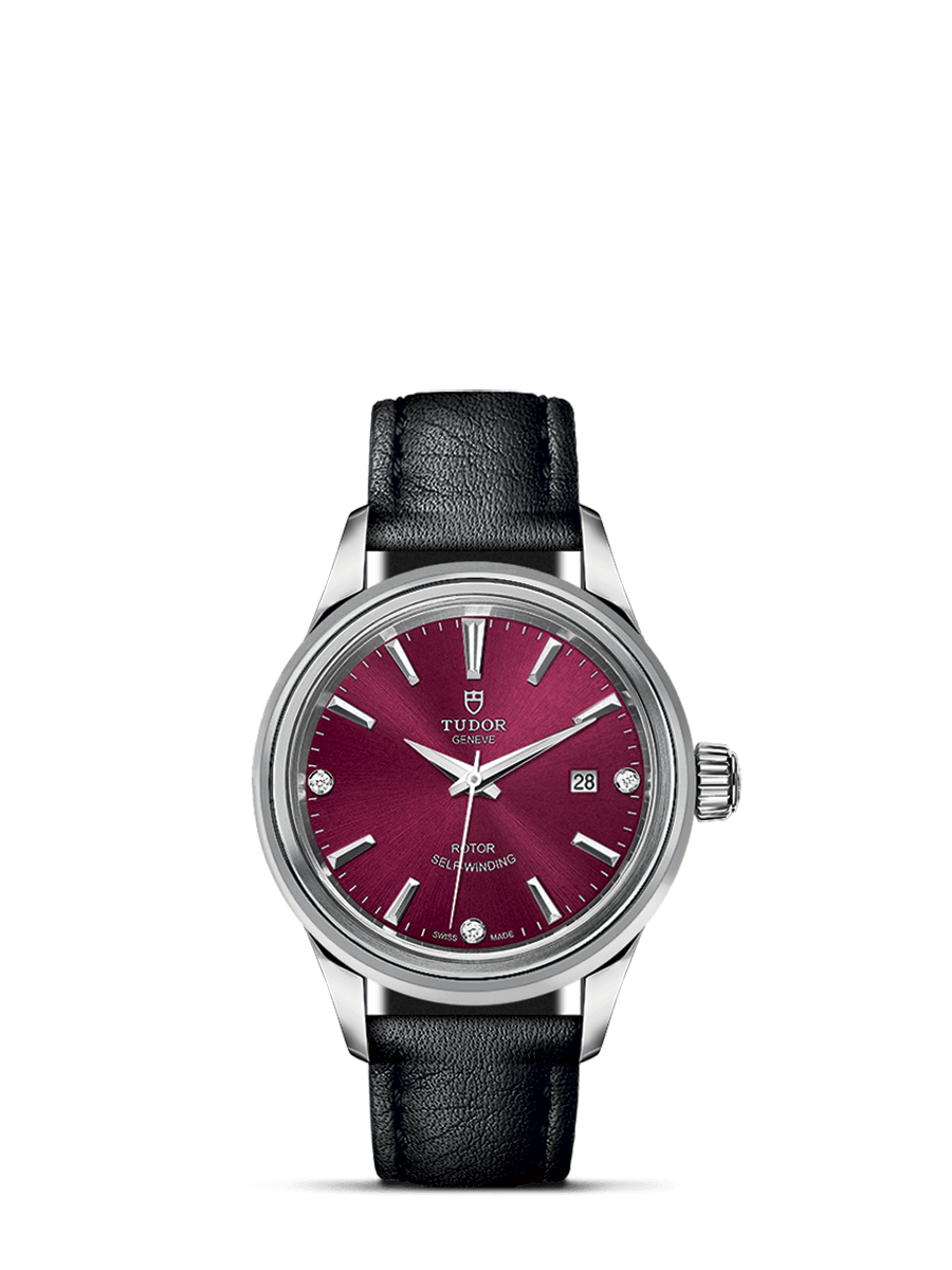 Tudor 12100-0016 : Style 28 Stainless Steel / Burgundy-Diamond / Strap