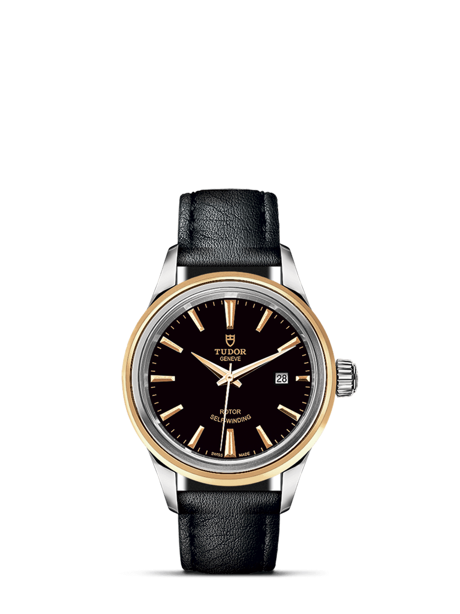Tudor 12103-0009 : Style 28 Stainless Steel / Yellow Gold / Black / Strap