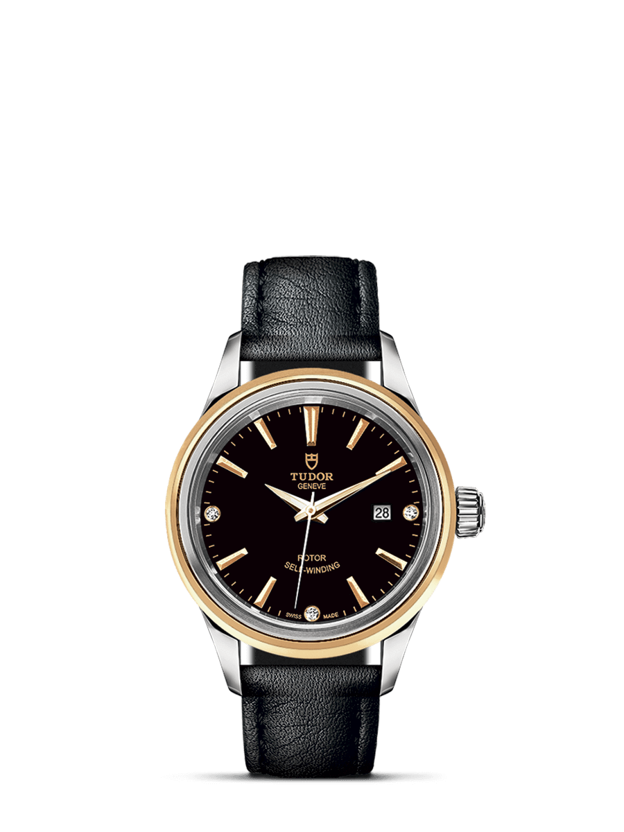Tudor 12103-0012 : Style 28 Stainless Steel / Yellow Gold / Black-Diamond / Strap