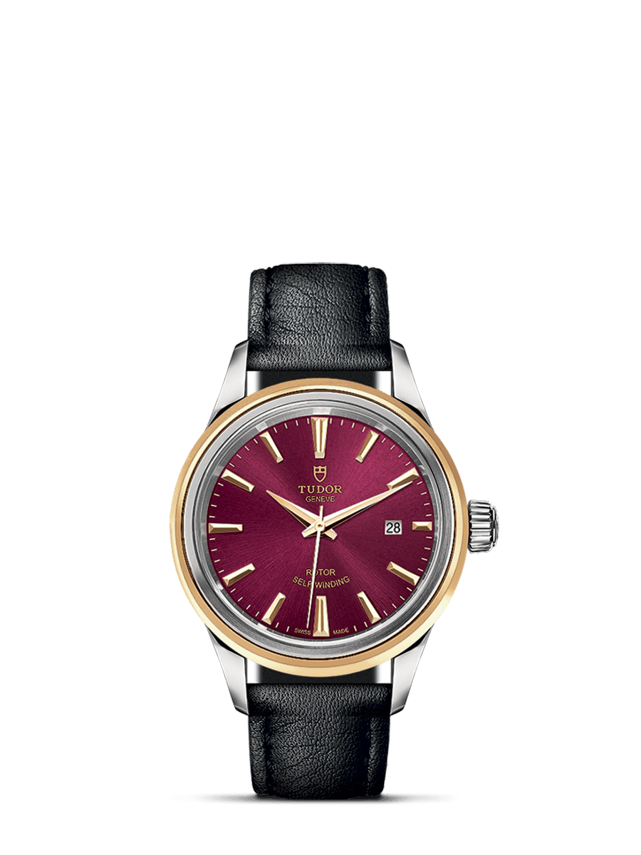 Tudor 12103-0014 : Style 28 Stainless Steel / Yellow Gold / Burgundy / Strap