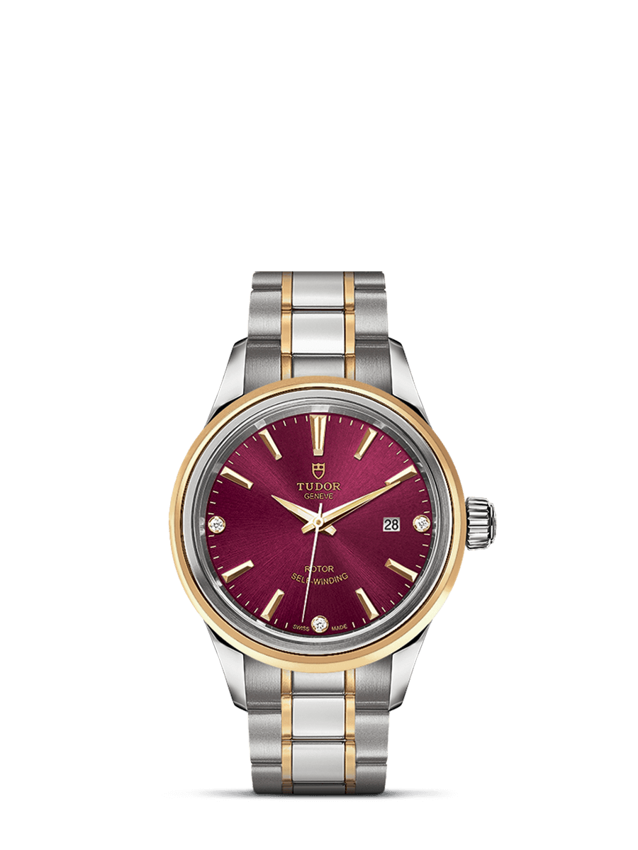 Tudor 12103-0015 : Style 28 Stainless Steel / Yellow Gold / Burgundy-Diamond / Bracelet
