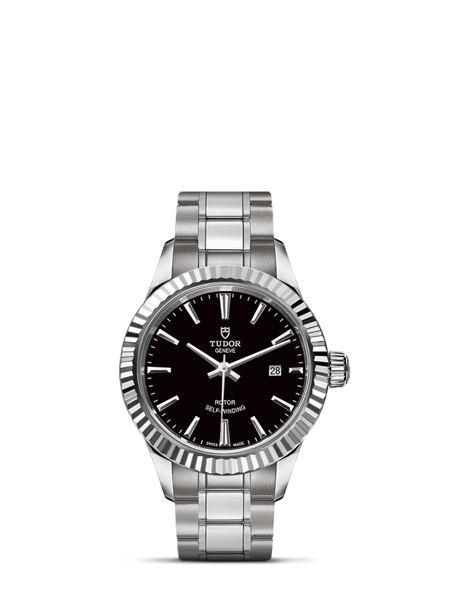Tudor 12110-0003 : Style 28 Stainless Steel / Fluted / Black / Bracelet