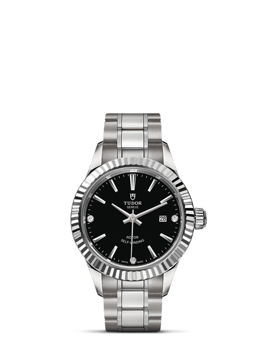 Tudor 12110-0009 : Style 28 Stainless Steel / Fluted / Black-Diamond / Bracelet