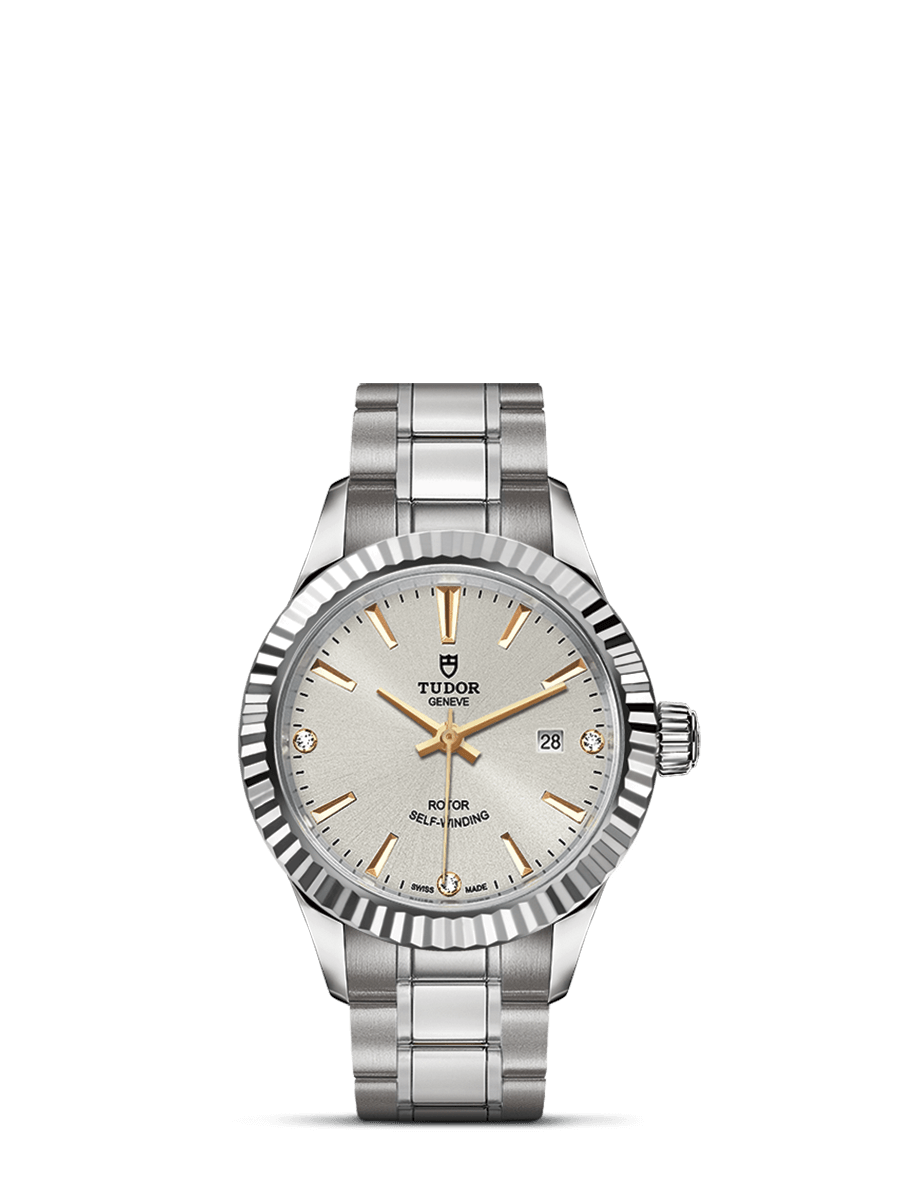 Tudor 12110-0011 : Style 28 Stainless Steel / Fluted / Silver-Diamond / Bracelet