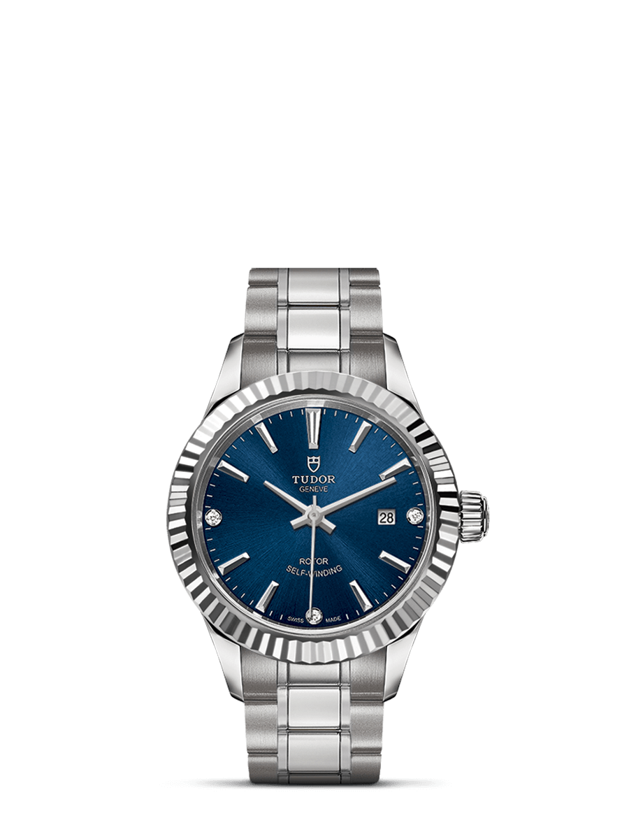 Tudor 12110-0017 : Style 28 Stainless Steel / Fluted / Blue-Diamond / Bracelet