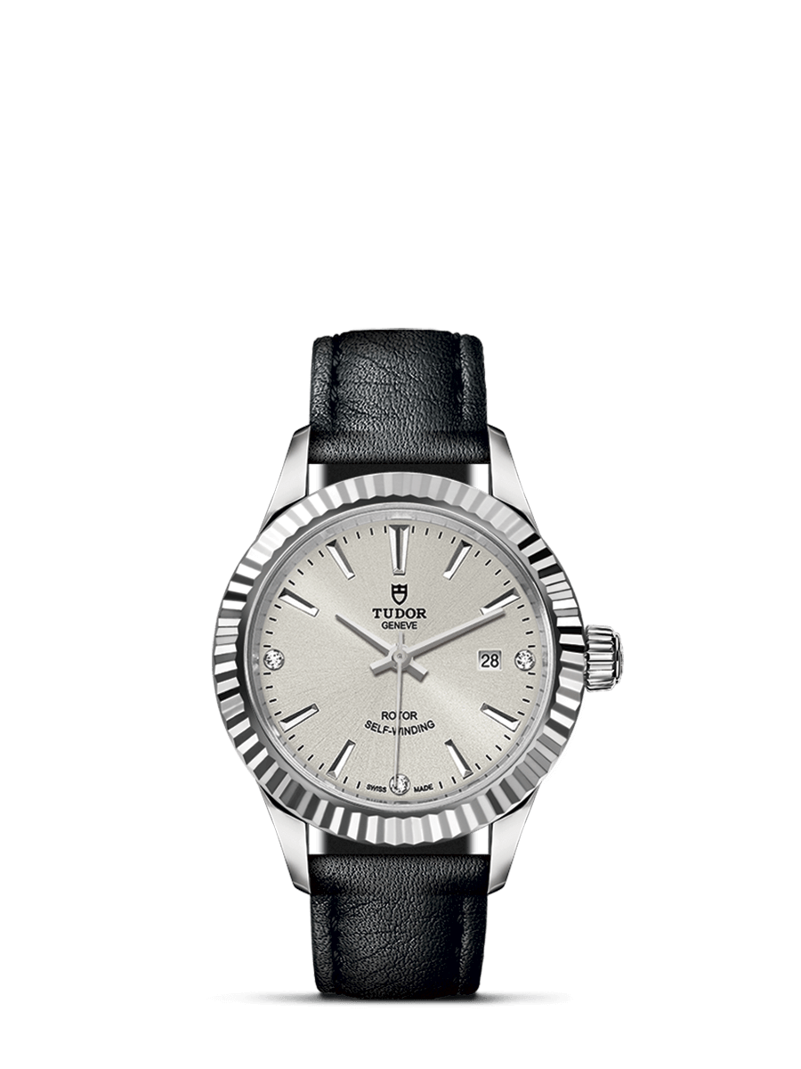 Tudor 12110-0024 : Style 28 Stainless Steel / Fluted / Silver-Diamond / Strap