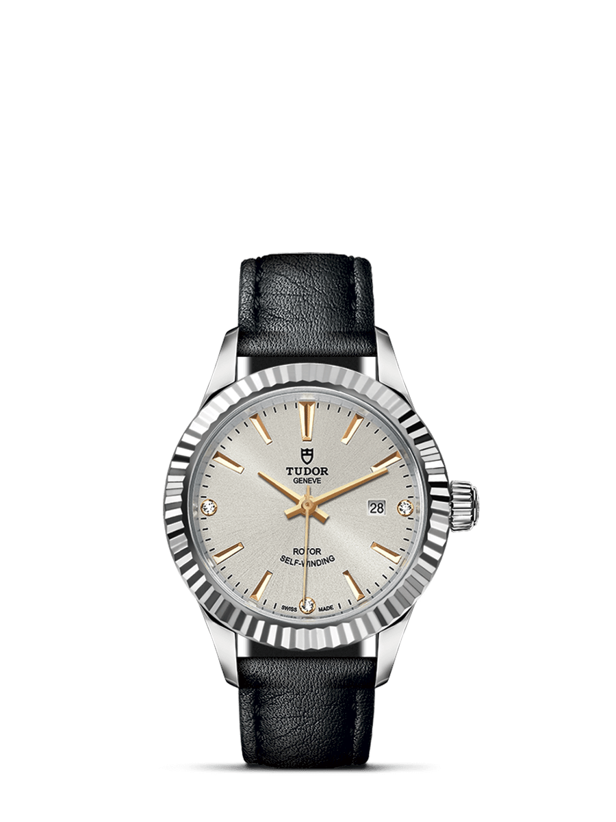 Tudor 12110-0026 : Style 28 Stainless Steel / Fluted / Silver-Diamond / Strap