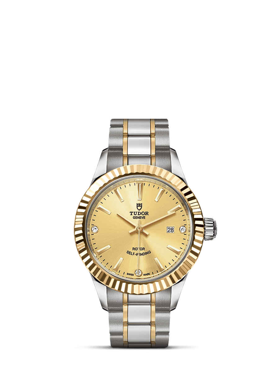 Tudor 12113-0007 : Style 28 Stainless Steel / Yellow Gold / Fluted / Champagne-Diamond / Bracelet