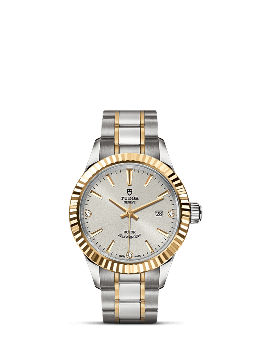 Tudor 12113-0009 : Style 28 Stainless Steel / Yellow Gold / Fluted / Silver-Diamond / Bracelet