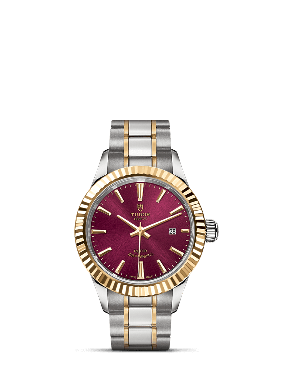 Tudor 12113-0013 : Style 28 Stainless Steel / Yellow Gold / Fluted / Burgundy / Bracelet