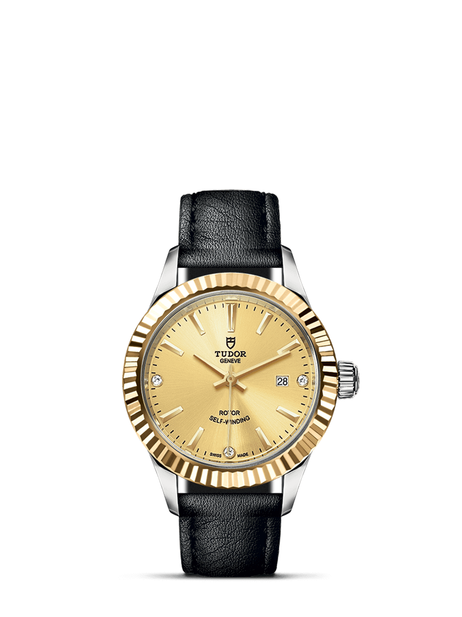 Tudor 12113-0022 : Style 28 Stainless Steel / Yellow Gold / Fluted / Champagne-Diamond / Strap