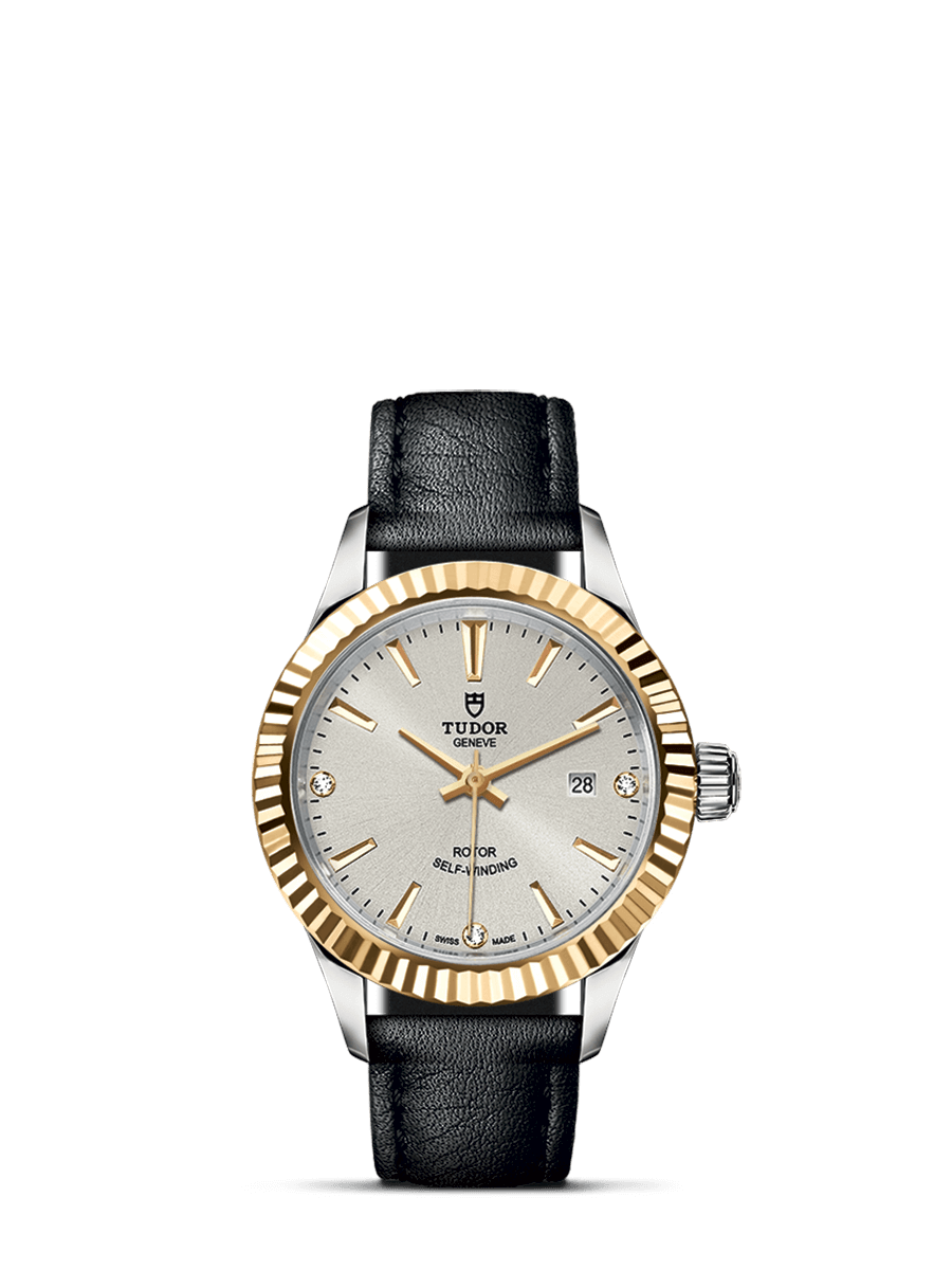 Tudor 12113-0023 : Style 28 Stainless Steel / Yellow Gold / Fluted / Silver-Diamond / Strap