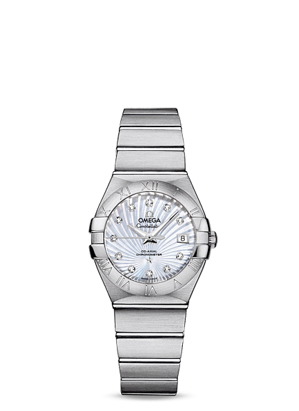 Omega 123.10.27.20.55.001 : Constellation Co-Axial 27 Brushed Stainless Steel / MOP Supernova