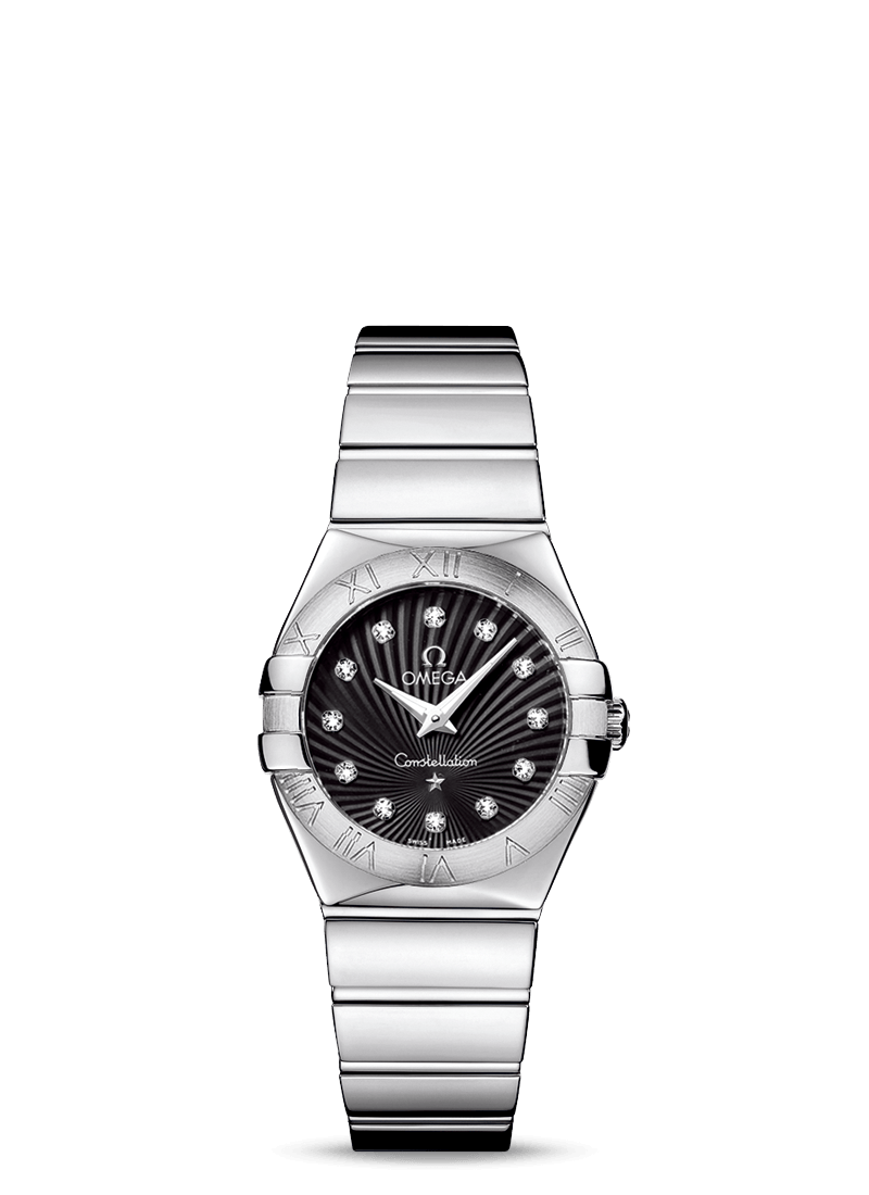 Omega 123.10.27.60.51.002 : Constellation Quartz 27 Polished Stainless Steel / Black Supernova