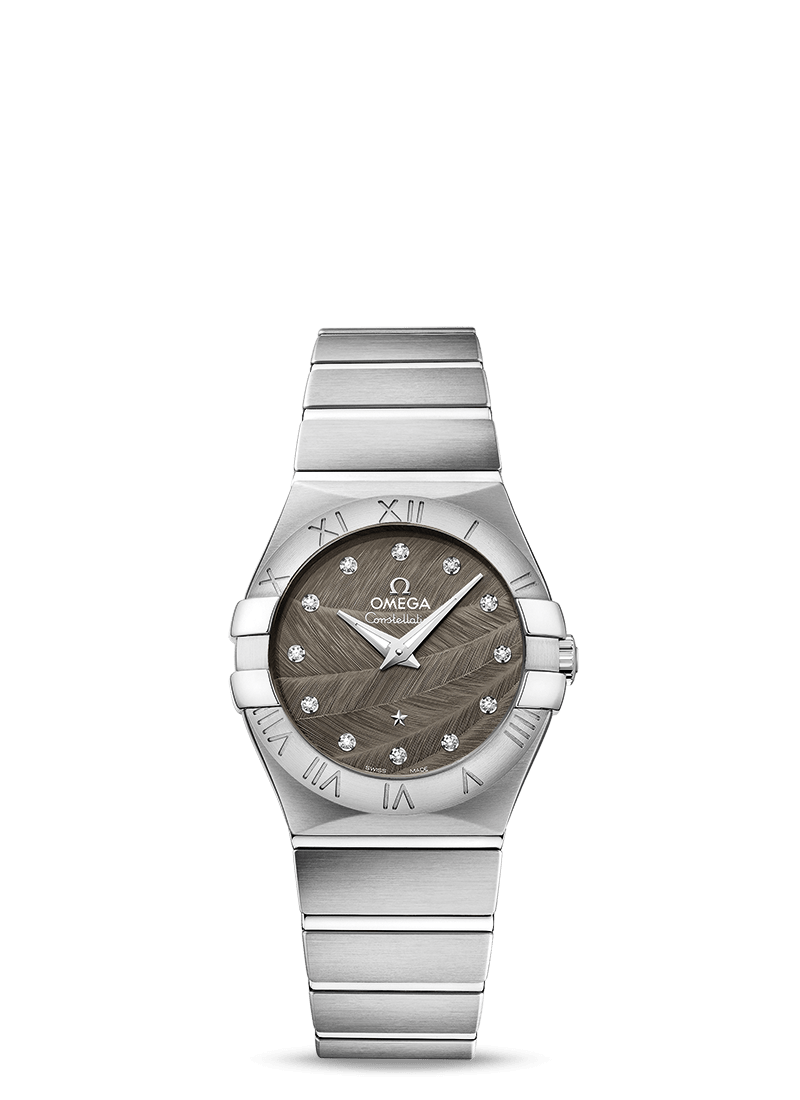 Omega 123.10.27.60.56.001 : Constellation Quartz 27 Brushed Stainless Steel / Grey Feather