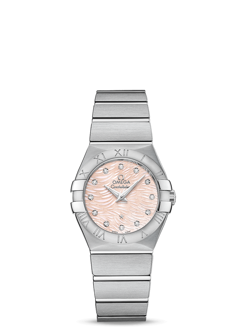Omega 123.10.27.60.57.002 : Constellation Quartz 27 Brushed Stainless Steel / Pink / MOP
