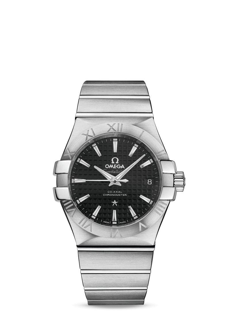 Omega 123.10.35.20.01.002 : Constellation Co-Axial 35 Stainless Steel / Black Clous de Paris