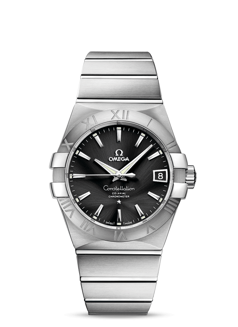 Omega 123.10.38.21.01.001 : Constellation Co-Axial 38 Stainless Steel / Black