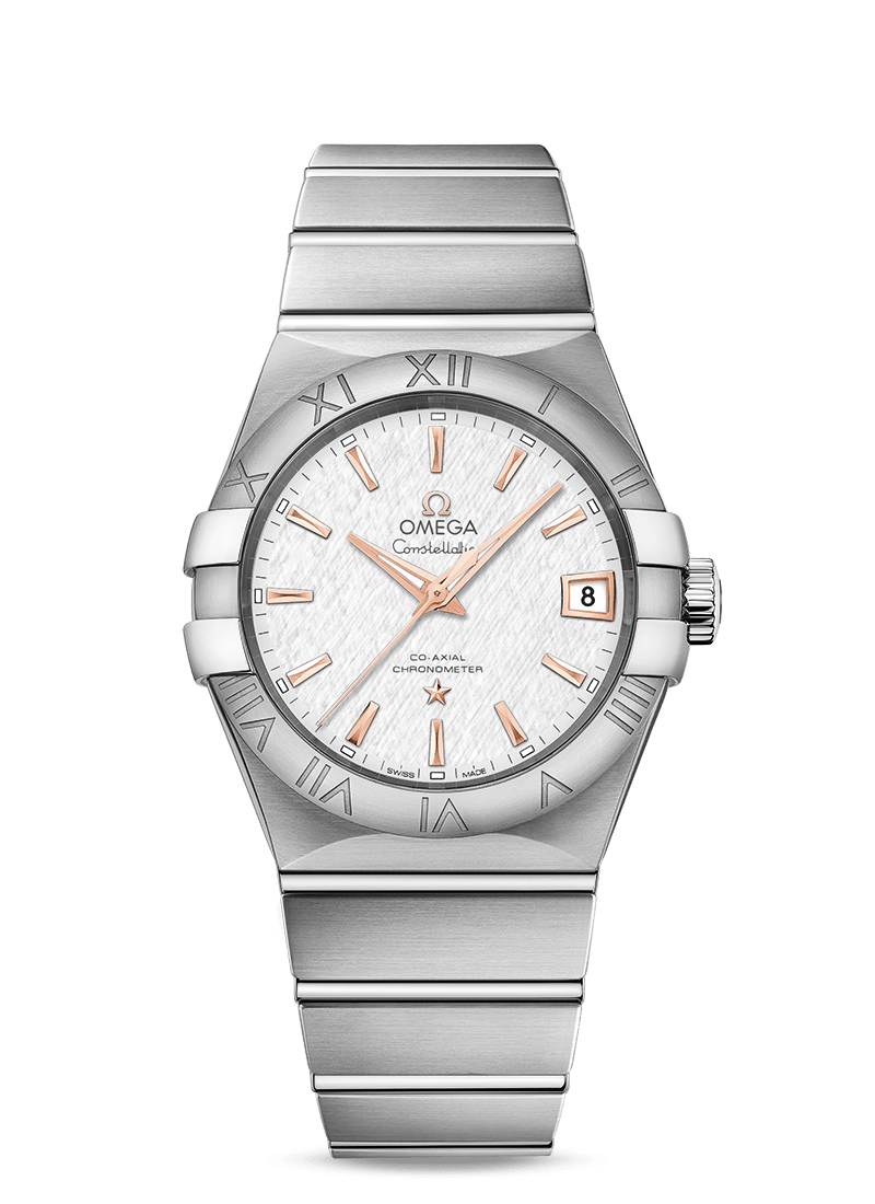 Omega 123.10.38.21.02.002 : Constellation Co-Axial 38 Stainless Steel / Silver Slik