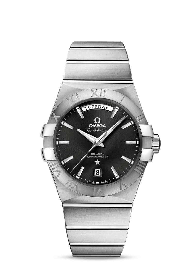 Omega 123.10.38.22.01.001 : Constellation Co-Axial 38 Day-Date Stainless Steel / Black