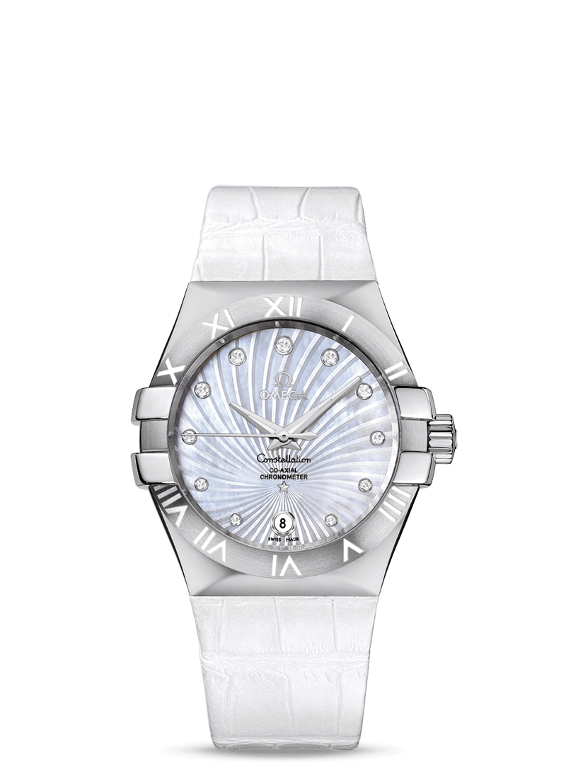 Omega 123.13.35.20.55.001 : Constellation Co-Axial 35 Stainless Steel / MOP Supernova / Alligator