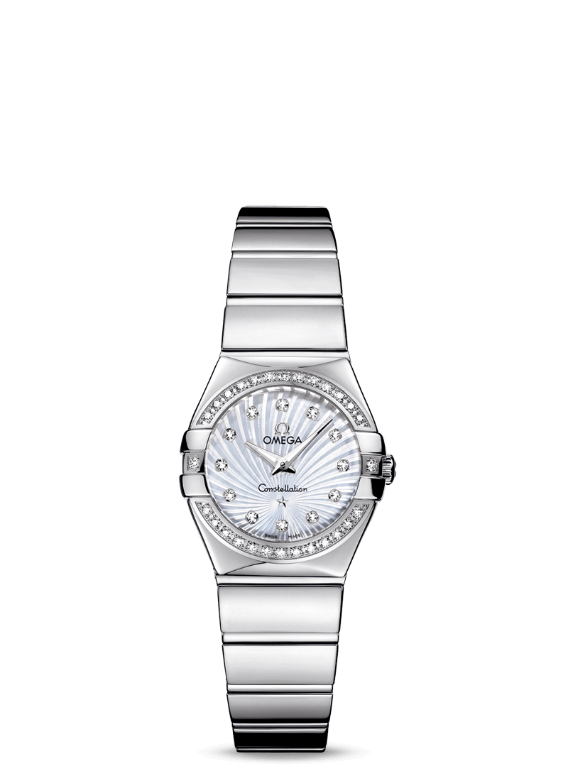Omega 123.15.24.60.55.004 : Constellation Quartz 24 Polished Stainless Steel / Diamond / MOP Supernova