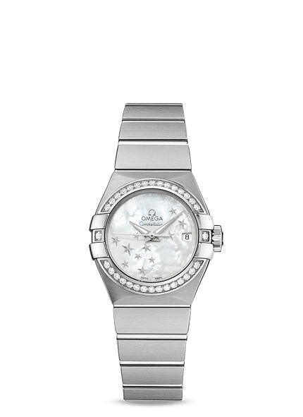 Omega 123.15.27.20.05.001 : Constellation Co-Axial 27 Brushed Stainless Steel / Diamond / MOP Stars