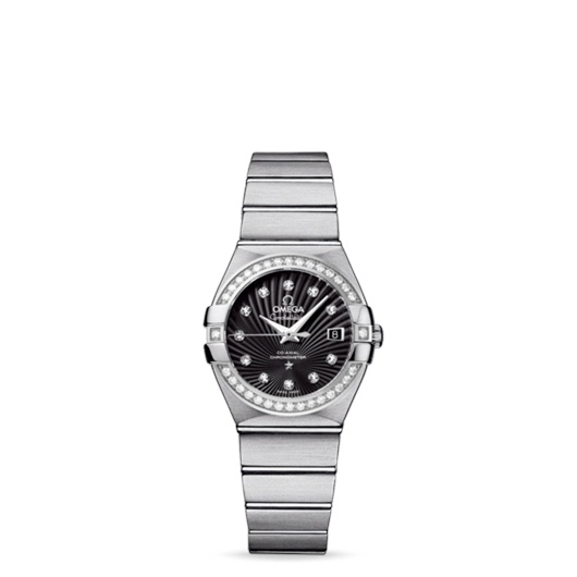 Omega 123.15.27.20.51.001 : Constellation Co-Axial 27 Brushed Stainless Steel / Diamond / Black Supernova