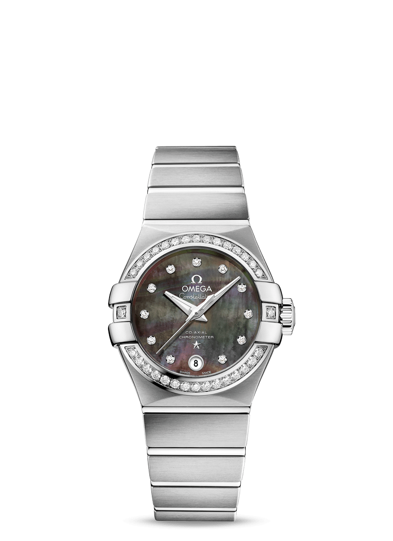 Omega 123.15.27.20.57.003 : Constellation Co-Axial 27 Brushed Stainless Steel / Diamond / Tahiti MOP