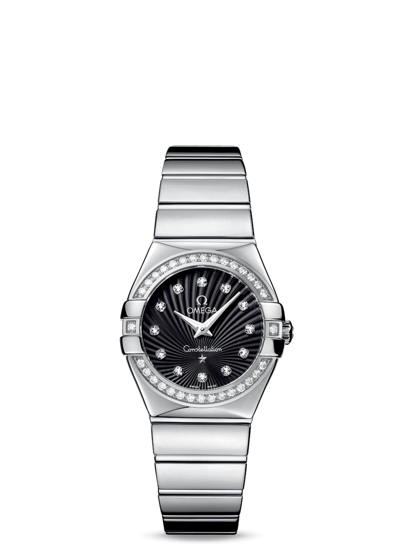 Omega 123.15.27.60.51.002 : Constellation Quartz 27 Polished Stainless Steel / Diamond / Black Supernova