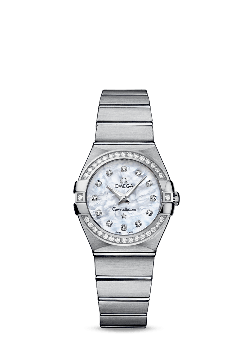 Omega 123.15.27.60.55.001 : Constellation Quartz 27 Brushed Stainless Steel / Diamond / MOP