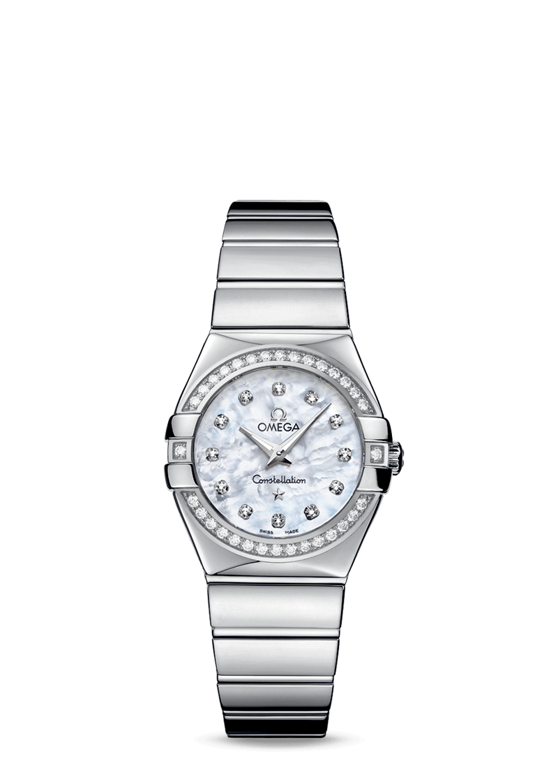 Omega 123.15.27.60.55.003 : Constellation Quartz 27 Polished Stainless Steel / Diamond / MOP