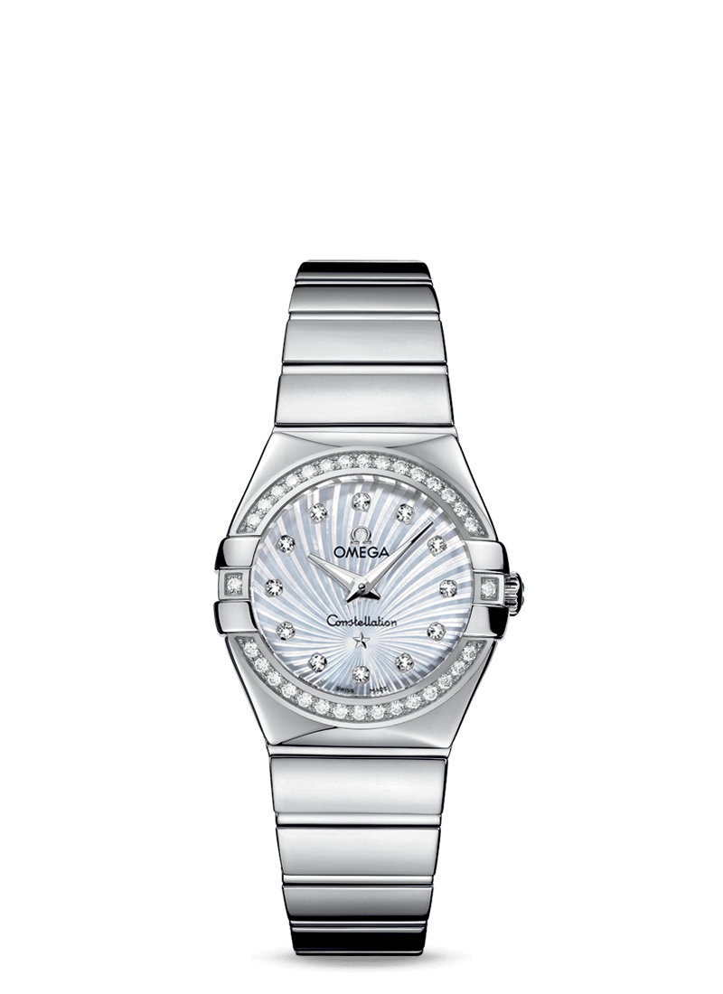 Omega 123.15.27.60.55.004 : Constellation Quartz 27 Polished Stainless Steel / Diamond / MOP Supernova