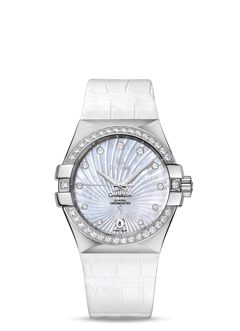 Omega 123.18.35.20.55.001 : Constellation Co-Axial 35 Stainless Steel / Diamond / MOP Supernova / Alligator