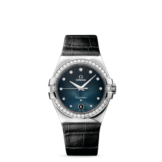 Omega 123.18.35.60.56.001 : Constellation Quartz 35 Stainless Steel / Diamond / Grey Supernova / Alligator