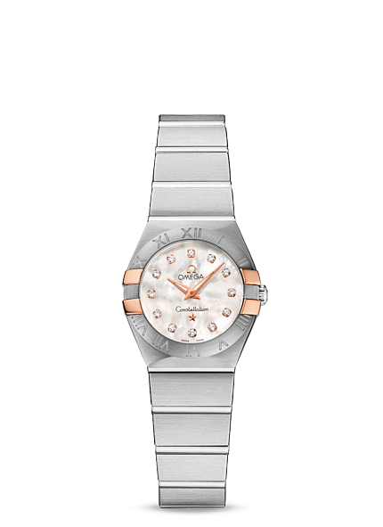 Omega 123.20.24.60.55.005 : Constellation Quartz 24 Brushed Stainless Steel / Red Gold Claws / Diamond MOP