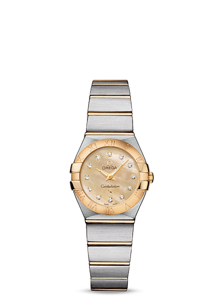 Omega 123.20.24.60.57.001 : Constellation Quartz 24 Brushed Stainless Steel / Yellow Gold / Champagne MOP