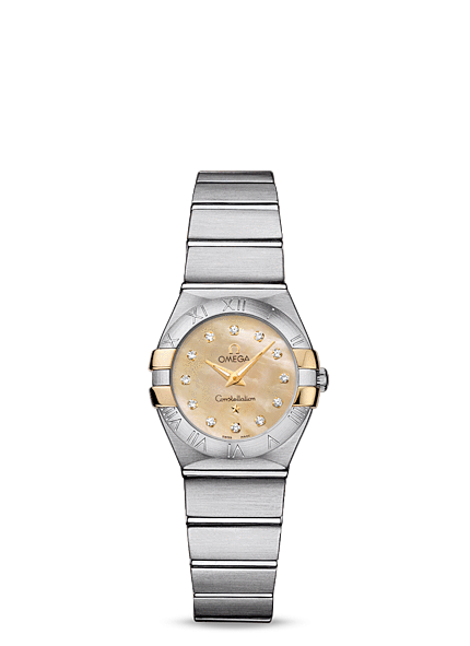 Omega 123.20.24.60.57.002 : Constellation Quartz 24 Brushed Stainless Steel / Gold Claws / Champagne MOP