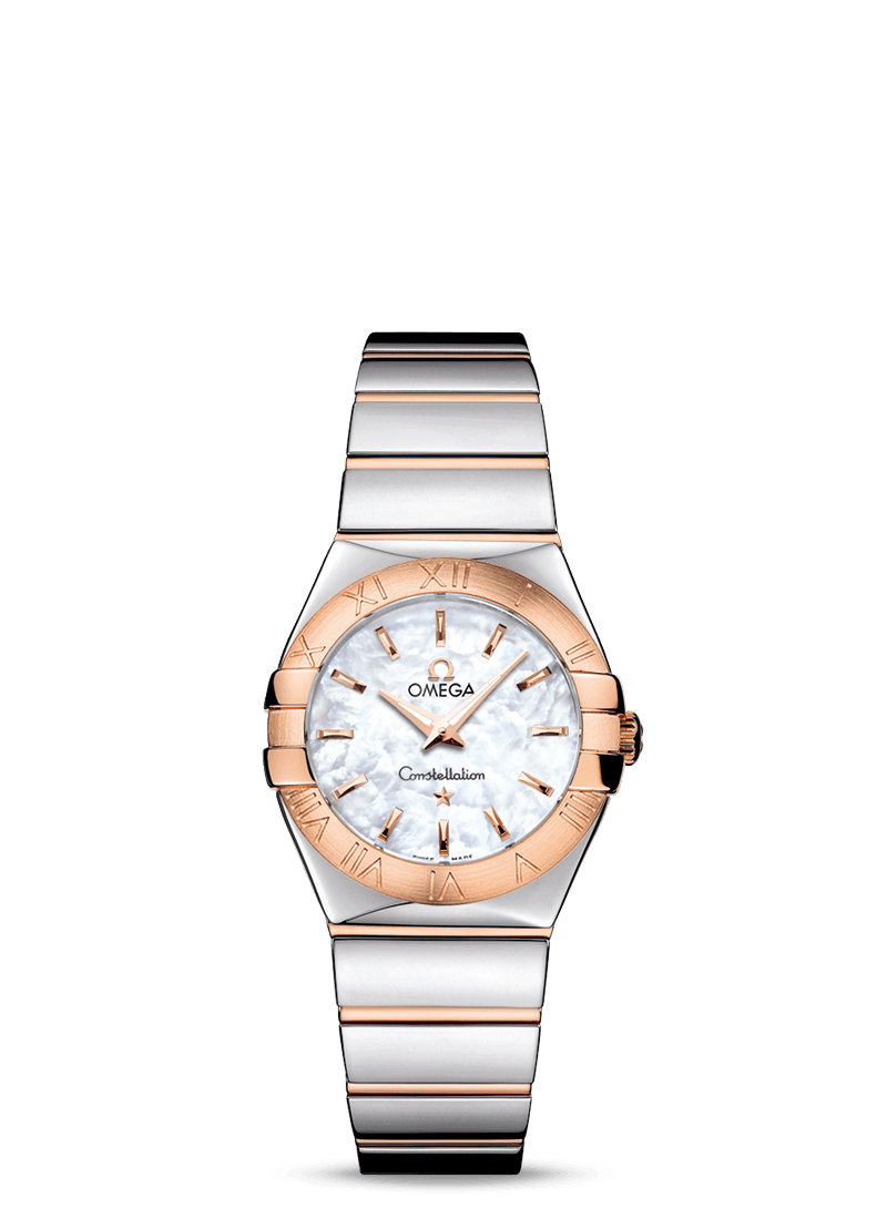 Omega 123.20.27.60.05.003 : Constellation Quartz 27 Polished Stainless Steel / Red Gold / MOP