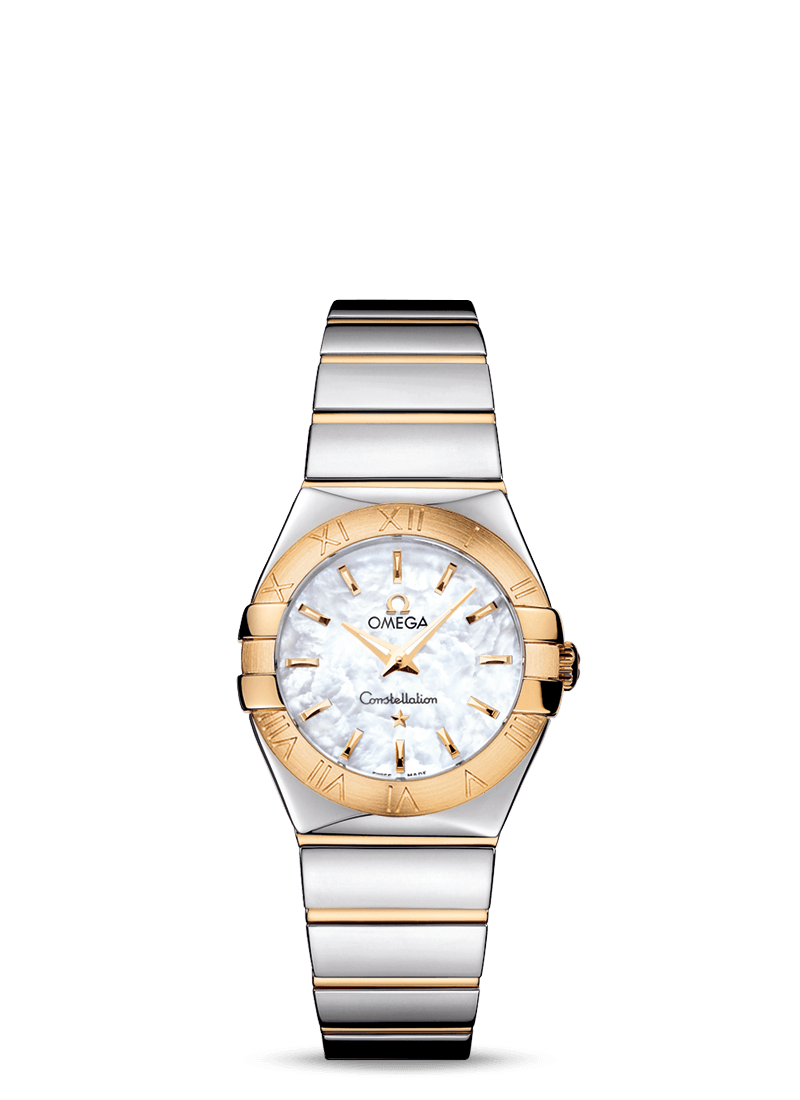 Omega 123.20.27.60.05.004 : Constellation Quartz 27 Polished Stainless Steel / Yellow Gold / MOP