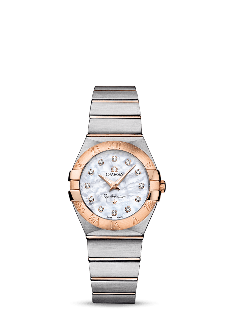 Omega 123.20.27.60.55.001 : Constellation Quartz 27 Brushed Stainless Steel / Red Gold / MOP
