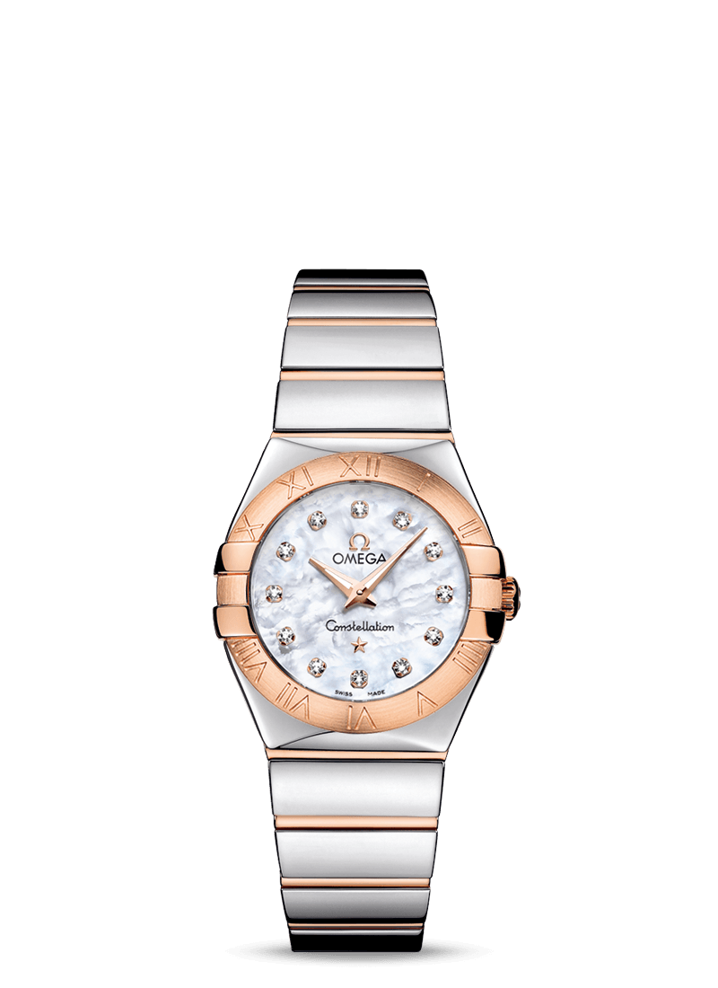 Omega 123.20.27.60.55.003 : Constellation Quartz 27 Polished Stainless Steel / Red Gold / MOP