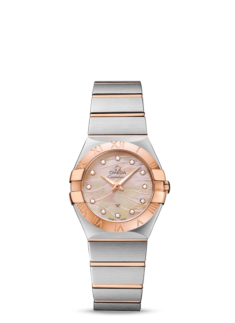 Omega 123.20.27.60.57.002 : Constellation Quartz 27 Brushed Stainless Steel / Red Gold / Red MOP