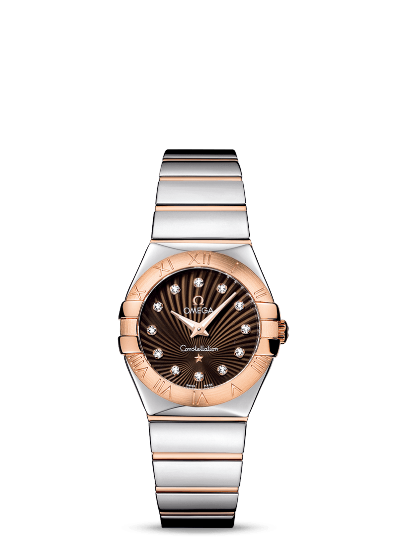 Omega 123.20.27.60.63.002 : Constellation Quartz 27 Polished Stainless Steel / Red Gold / Brown Supernova